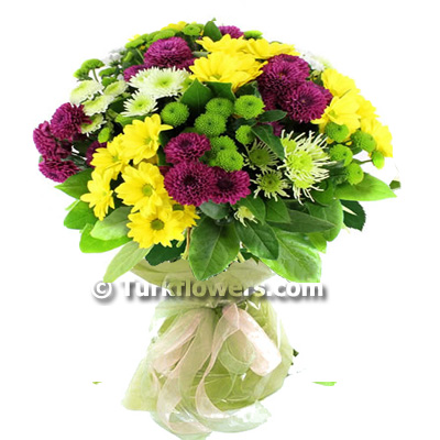 Ramo de crisantemos coloridos - Product image